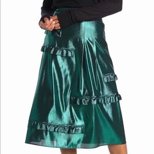 Burberry Silk Blend Metallic Midi Skirt (NWT)